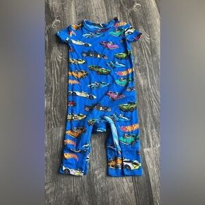 Posh Peanut Blue Car Print Bodysuit